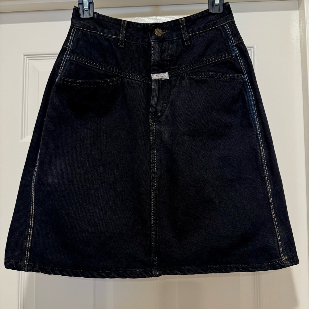 Rare! Marithe & Francois Girbaud Vintage 80s Black Denim Mini Skirt Size 5/6